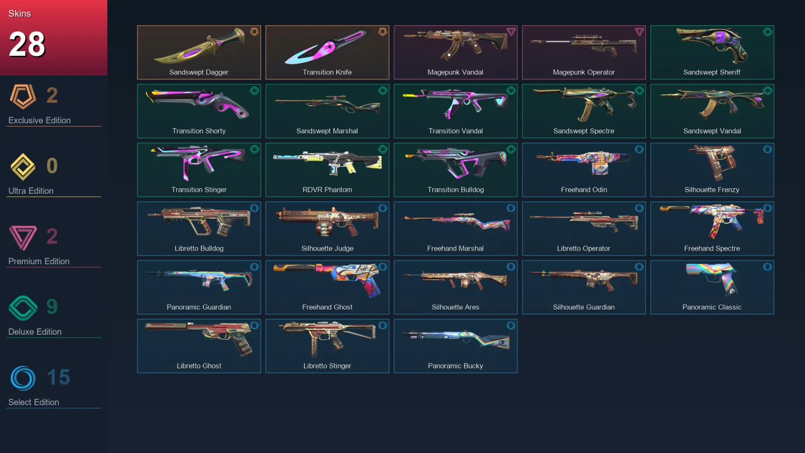 AP | Lv50 | Unranked | 28 Skin | 16 Agent | 25 Buddy — Valorant account