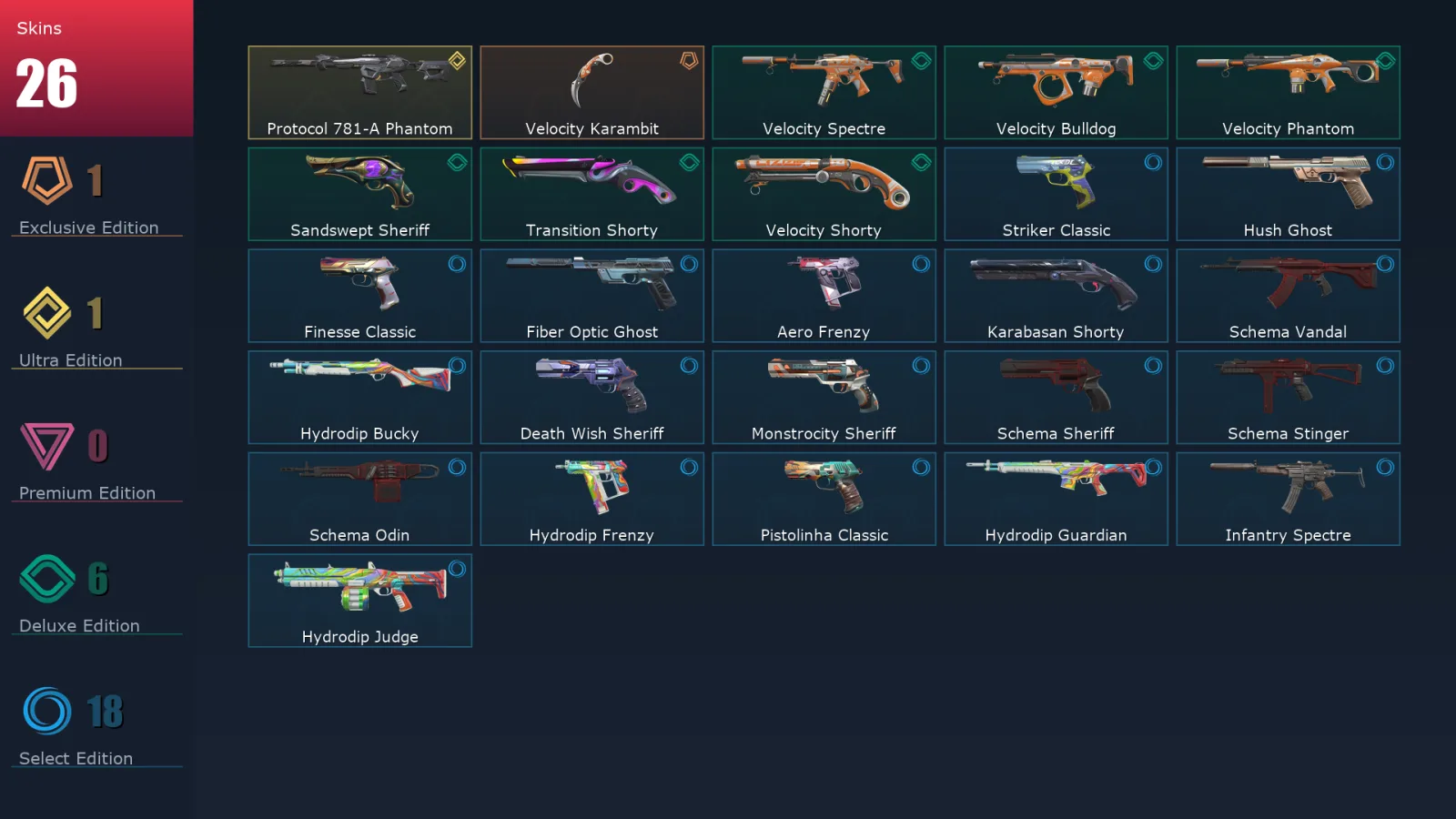 [Valorant] | EU | Level 196 | 24 Agents | 26 Skins