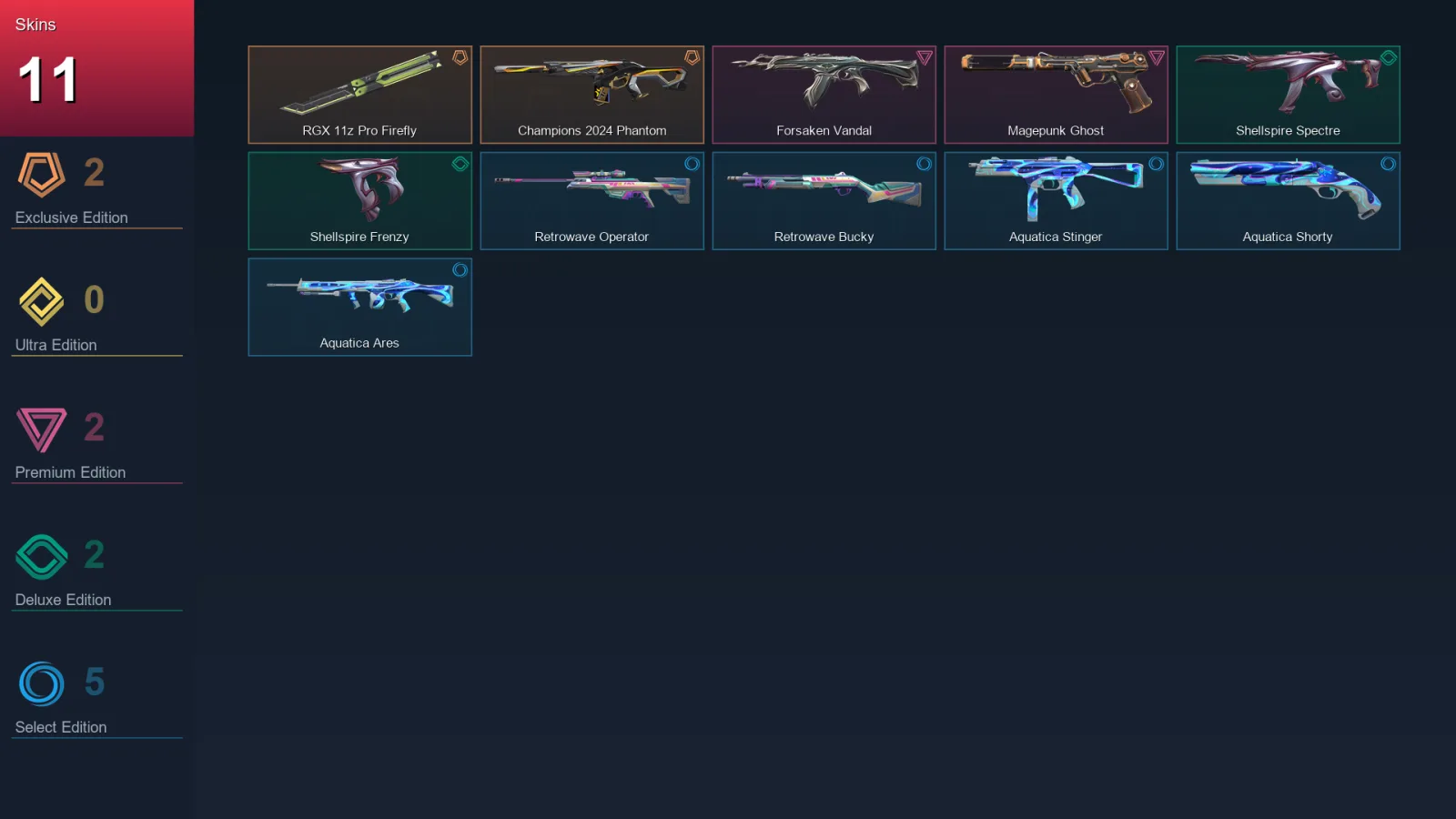 AP | Lv30 | Unranked | 11 Skin | 11 Agent | 15 Buddy