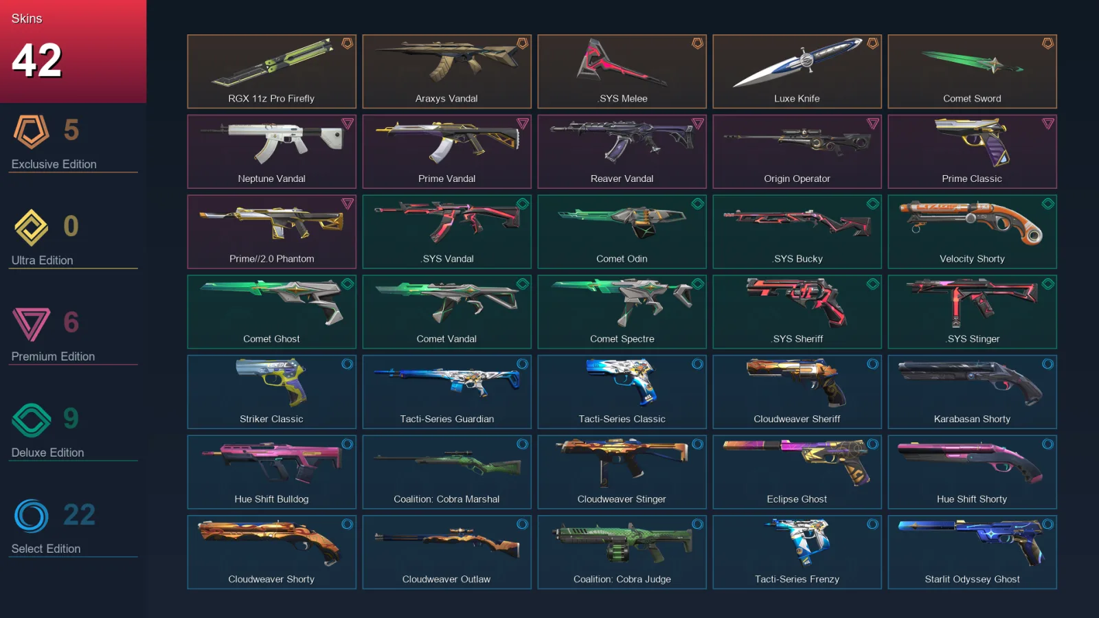 AP | Lv175 | Unranked | 42 Skin | 25 Agent | 77 Buddy