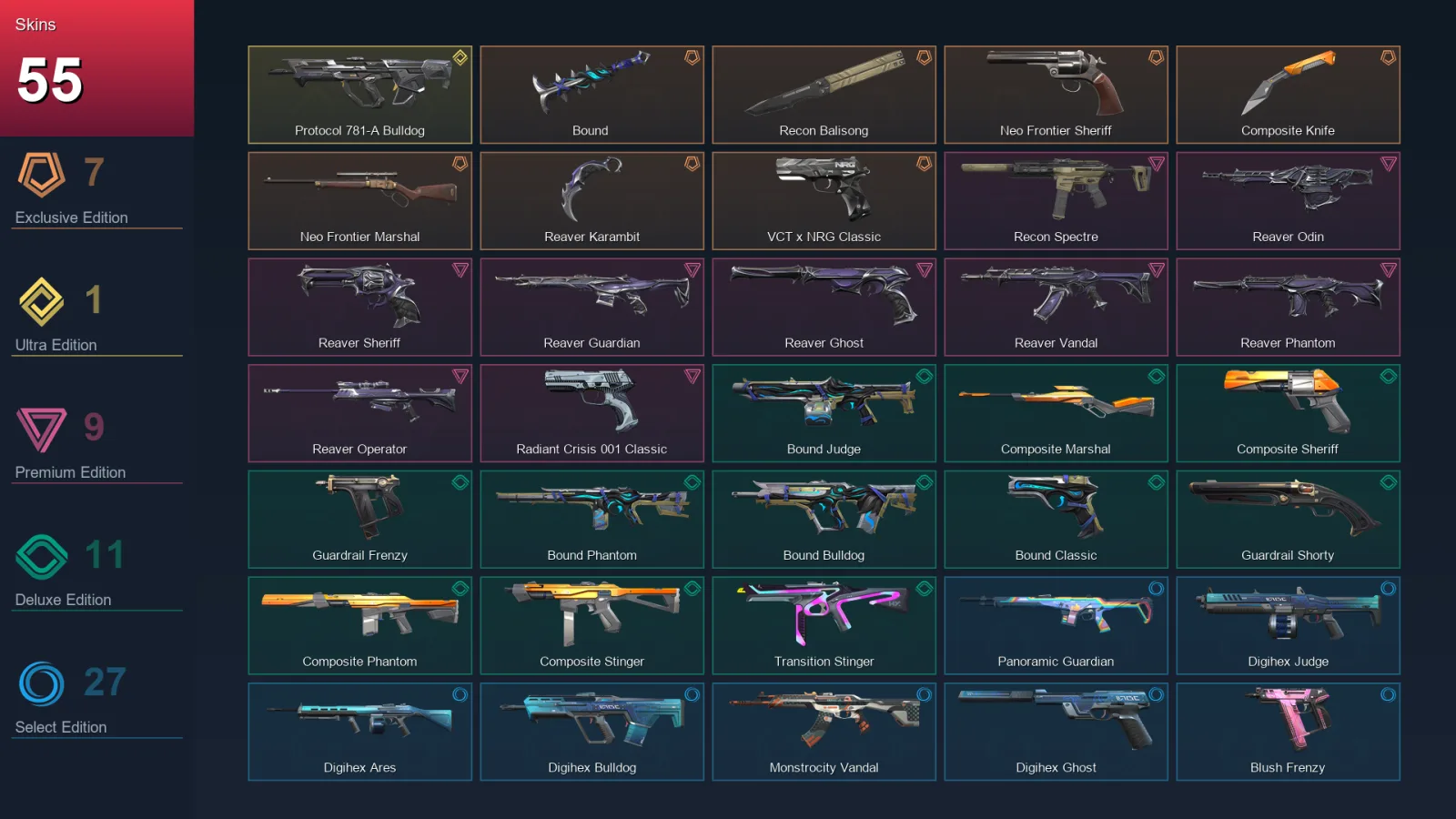 EU | Lv47 | Unranked | 55 Skin | 15 Agent | 38 Buddy — Valorant account