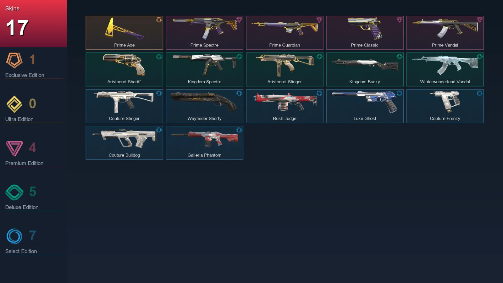 EU | Lv9 | Unranked | 17 Skin | 8 Agent | 14 Buddy