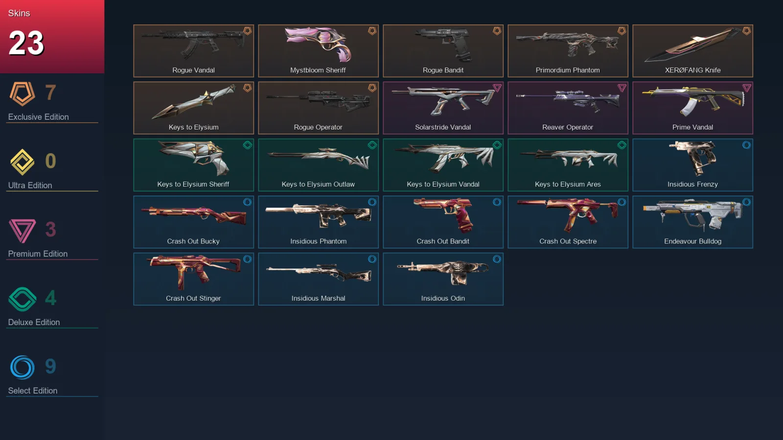 NA | Lv44 | Unranked | 23 Skin | 16 Agent | 34 Buddy