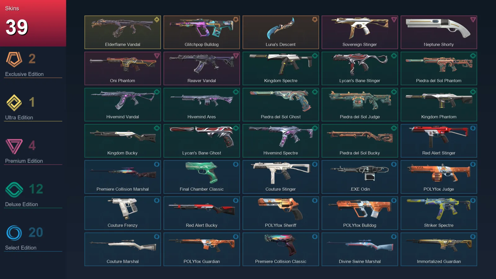 NA | Lv39 | Unranked | 39 Skin | 14 Agent | 37 Buddy — Valorant account