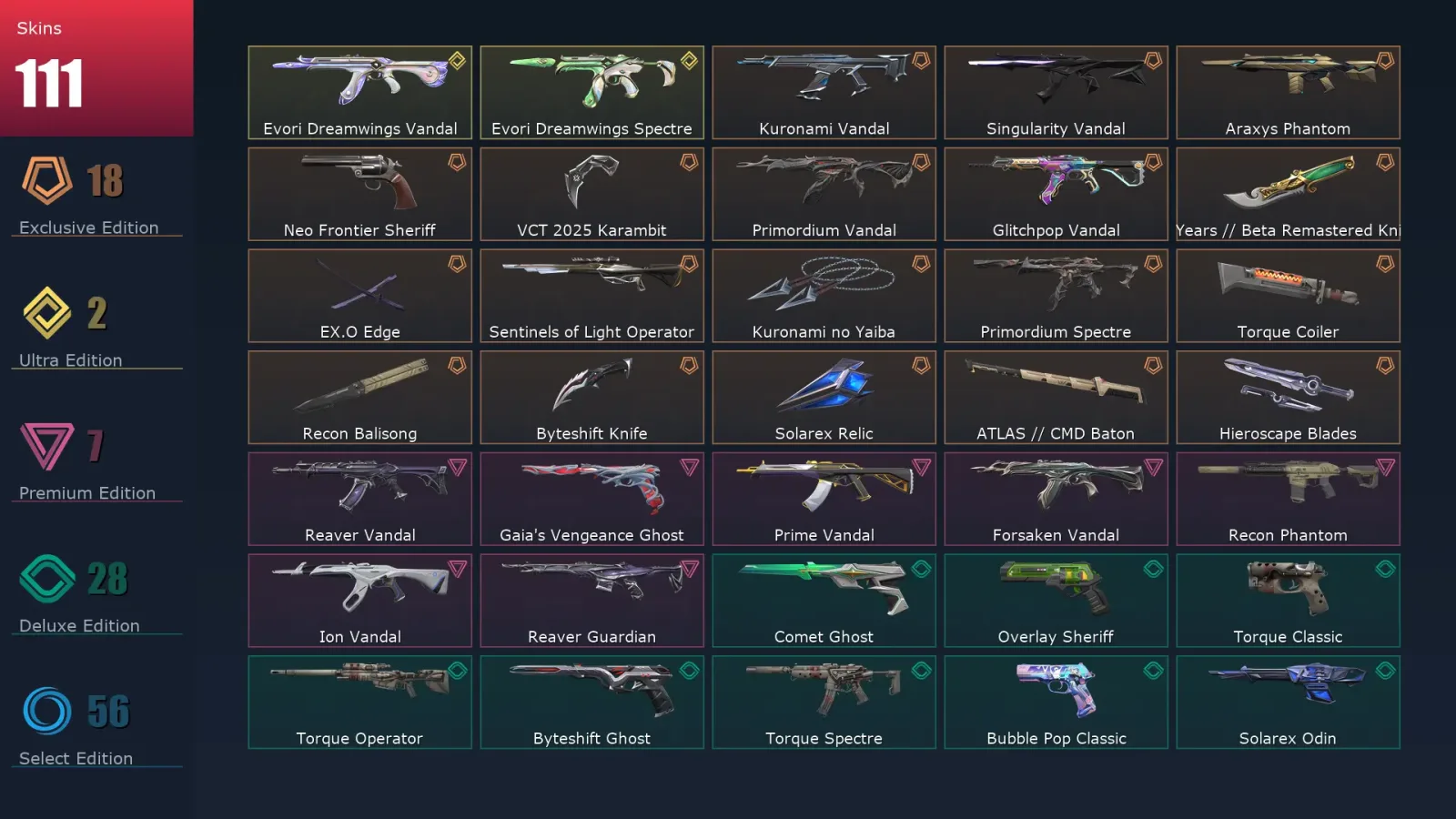 [Valorant] | EU | Level 220 | Gold 3 | 28 Agents | 111 Skins — Valorant account