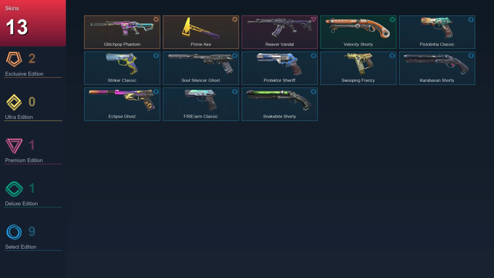 AP | Lv169 | Unranked | 13 Skin | 27 Agent | 83 Buddy