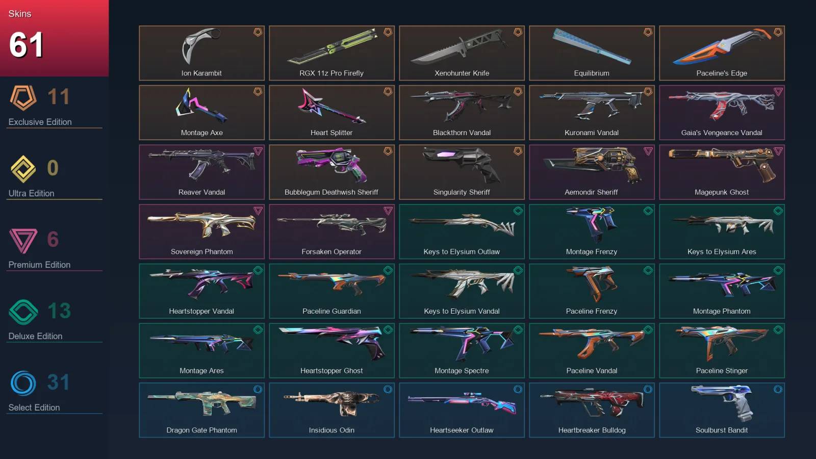 EU | Lv77 | Platinum I | 61 Skin | 24 Agent | 46 Buddy &mdash; Valorant account with Waylay