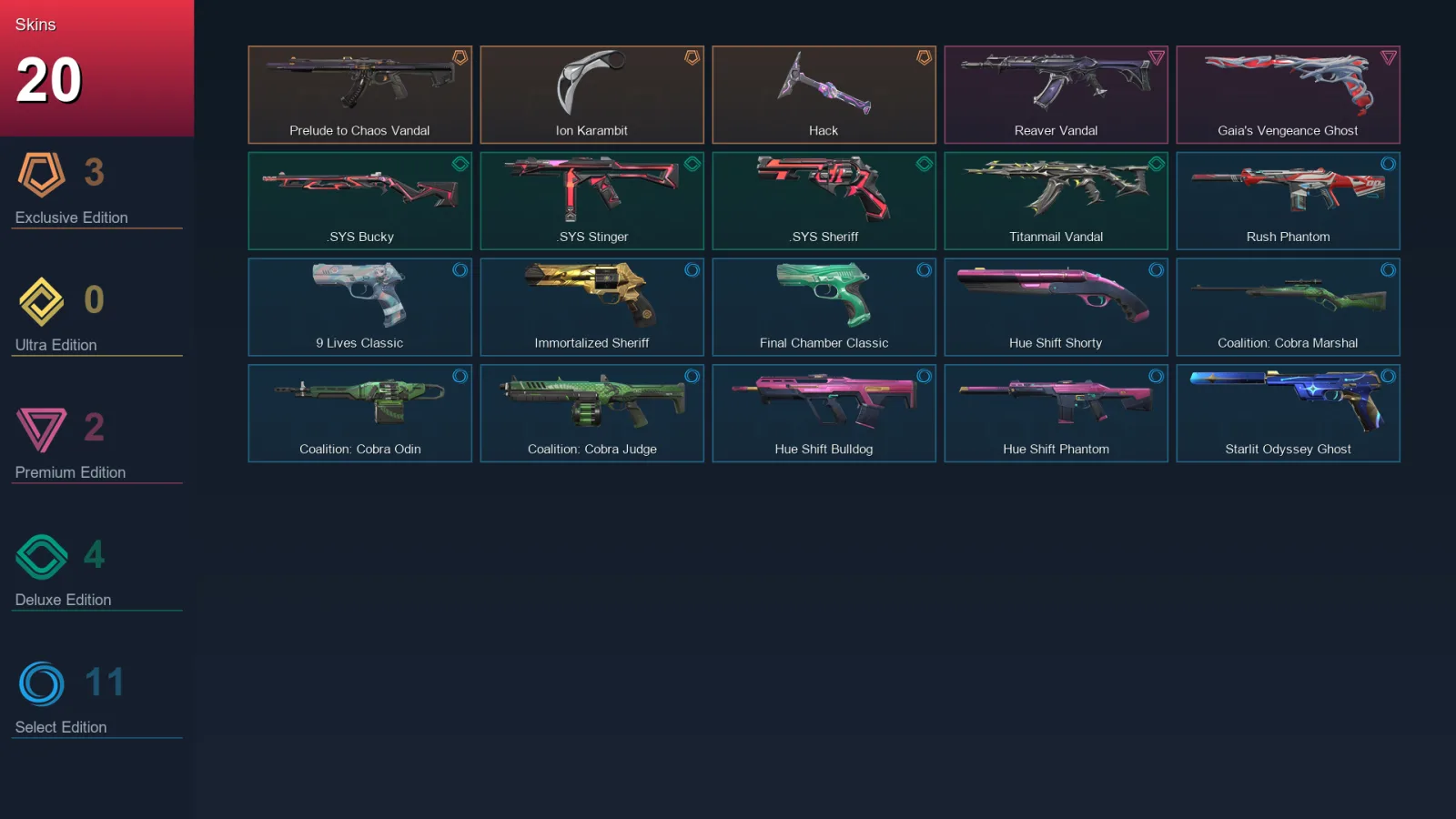 EU | Lv111 | Unranked | 20 Skin | 26 Agent | 47 Buddy