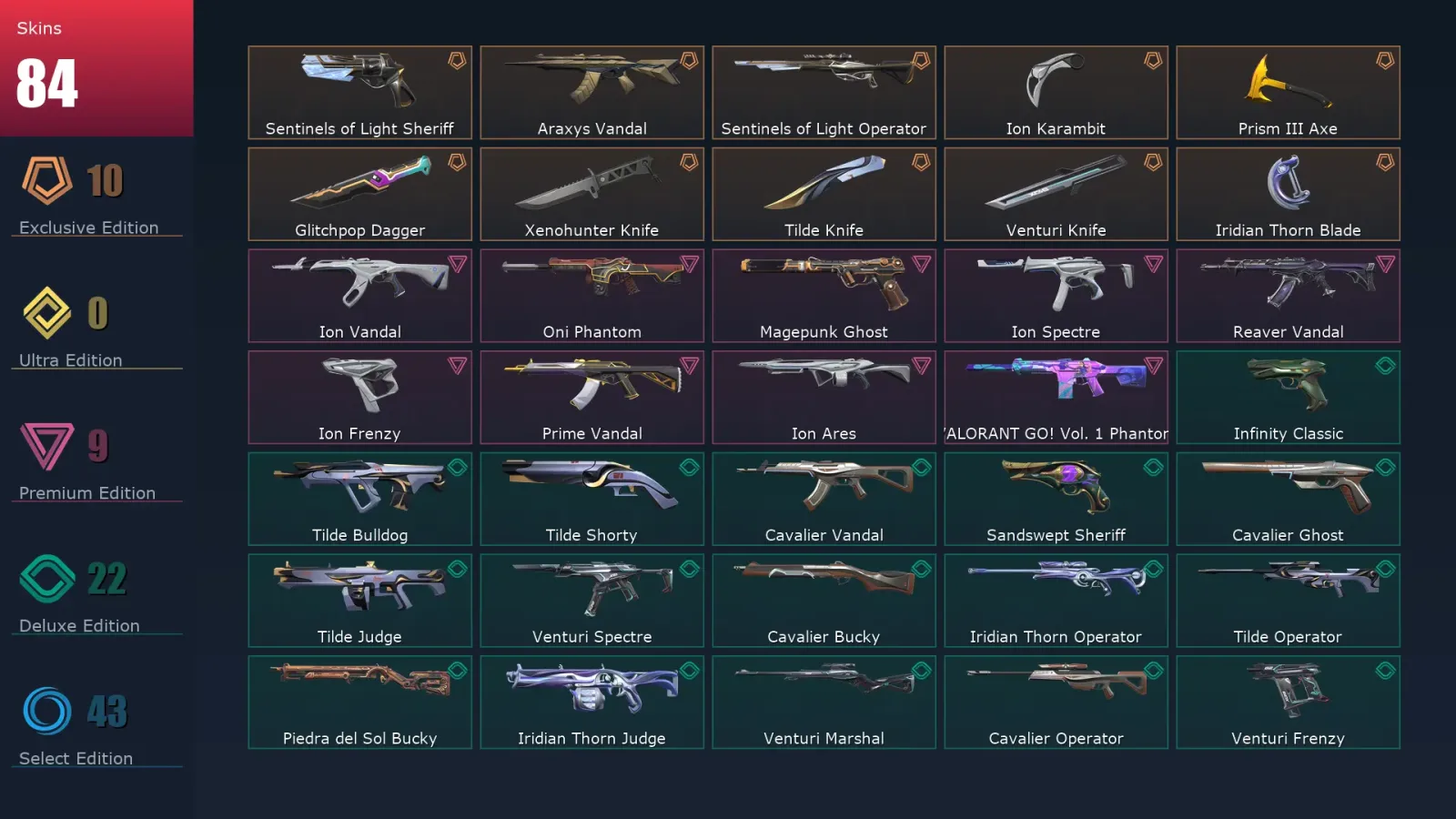 [Valorant] | EU | Level 202 | 25 Agents | 84 Skins — Valorant account