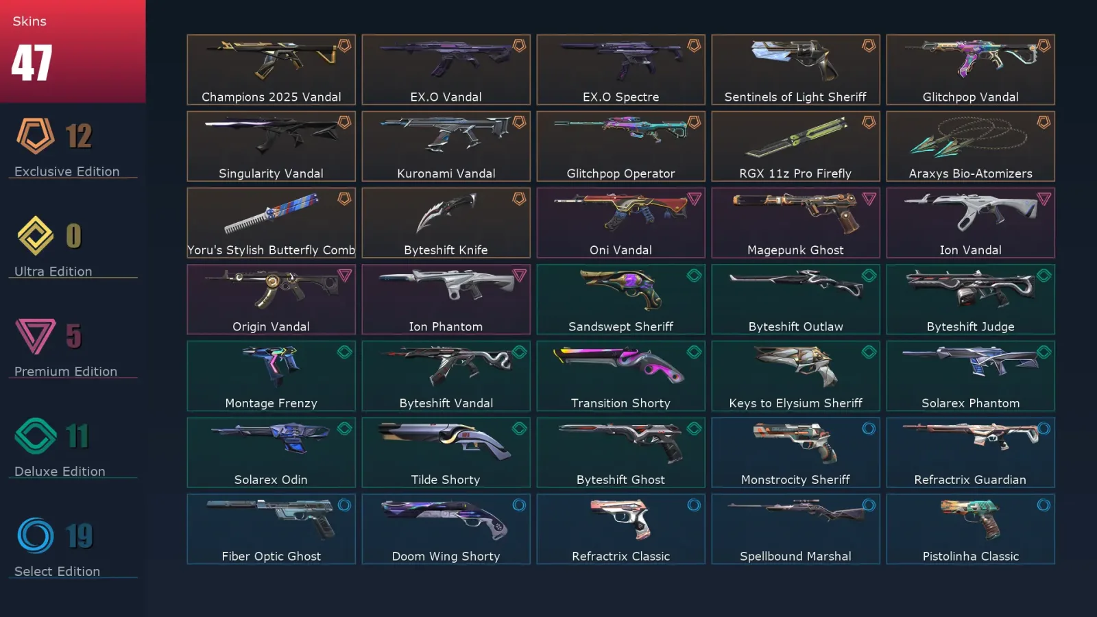 [Valorant] | EU | Level 249 | 27 Agents | 47 Skins