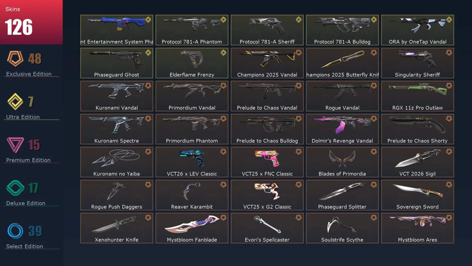 [Valorant] | EU | Level 140 | Ascendant 2 | 29 Agents | 126 Skins