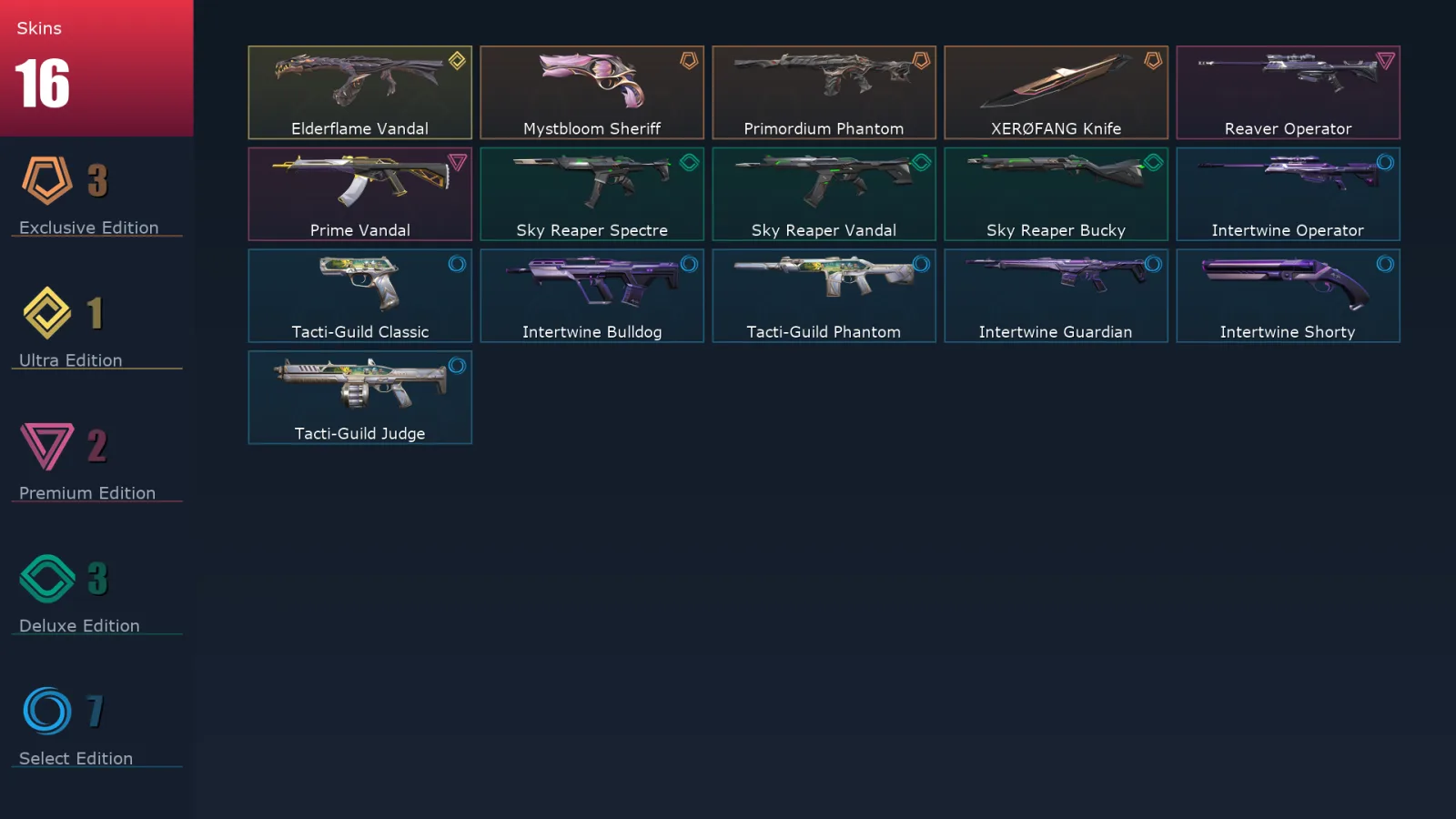 [Valorant] | EU | Level 27 | Diamond 3 | 8 Agents | 16 Skins