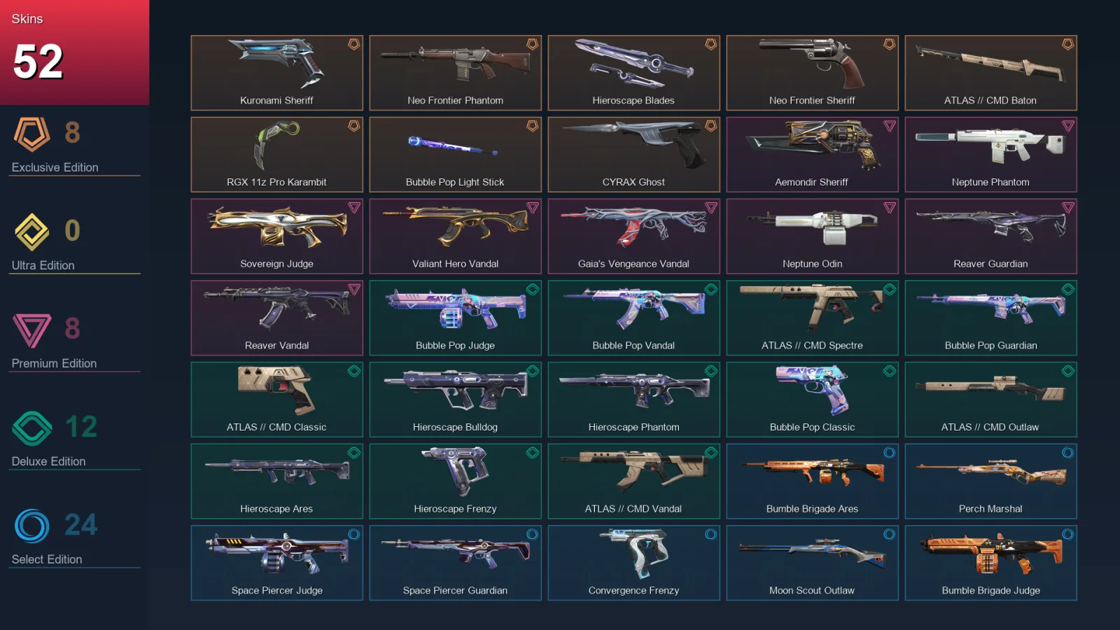 EU | Lv87 | Unranked | 52 Skin | 23 Agent | 42 Buddy