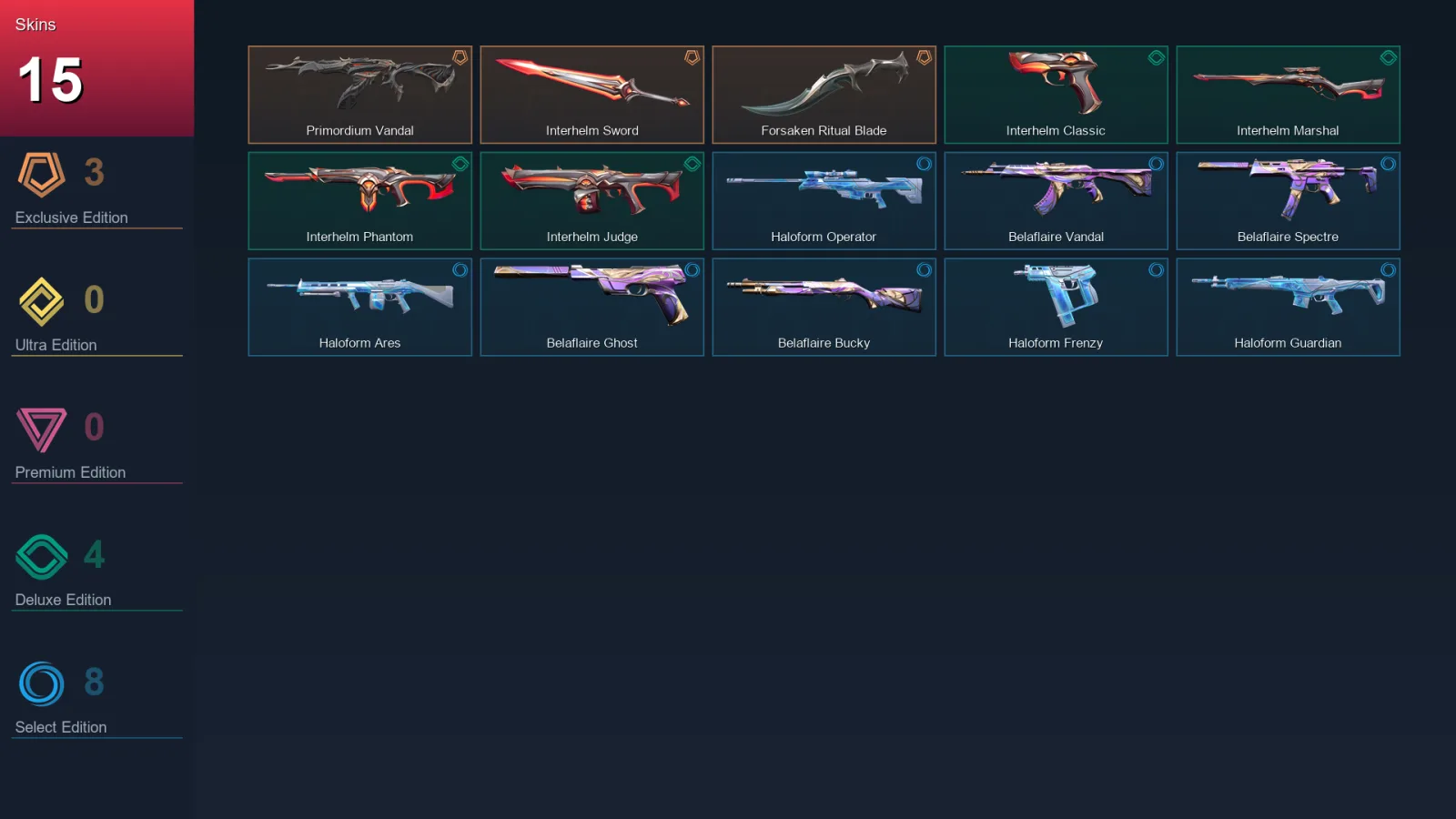 EU | Lv51 | Unranked | 15 Skin | 17 Agent | 26 Buddy