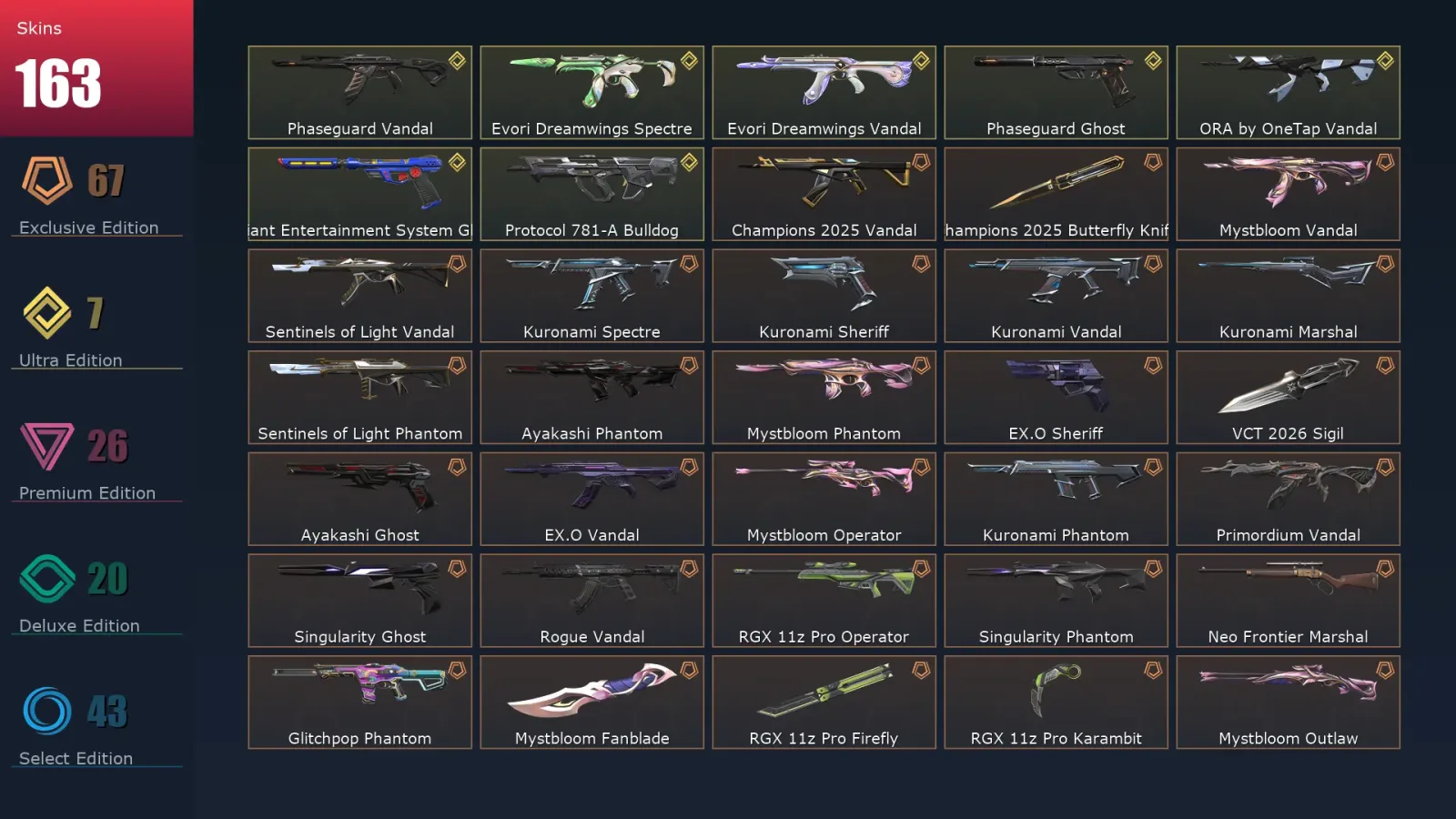 [Valorant] | EU | Level 263 | Silver 2 | 28 Agents | 163 Skins — Valorant account