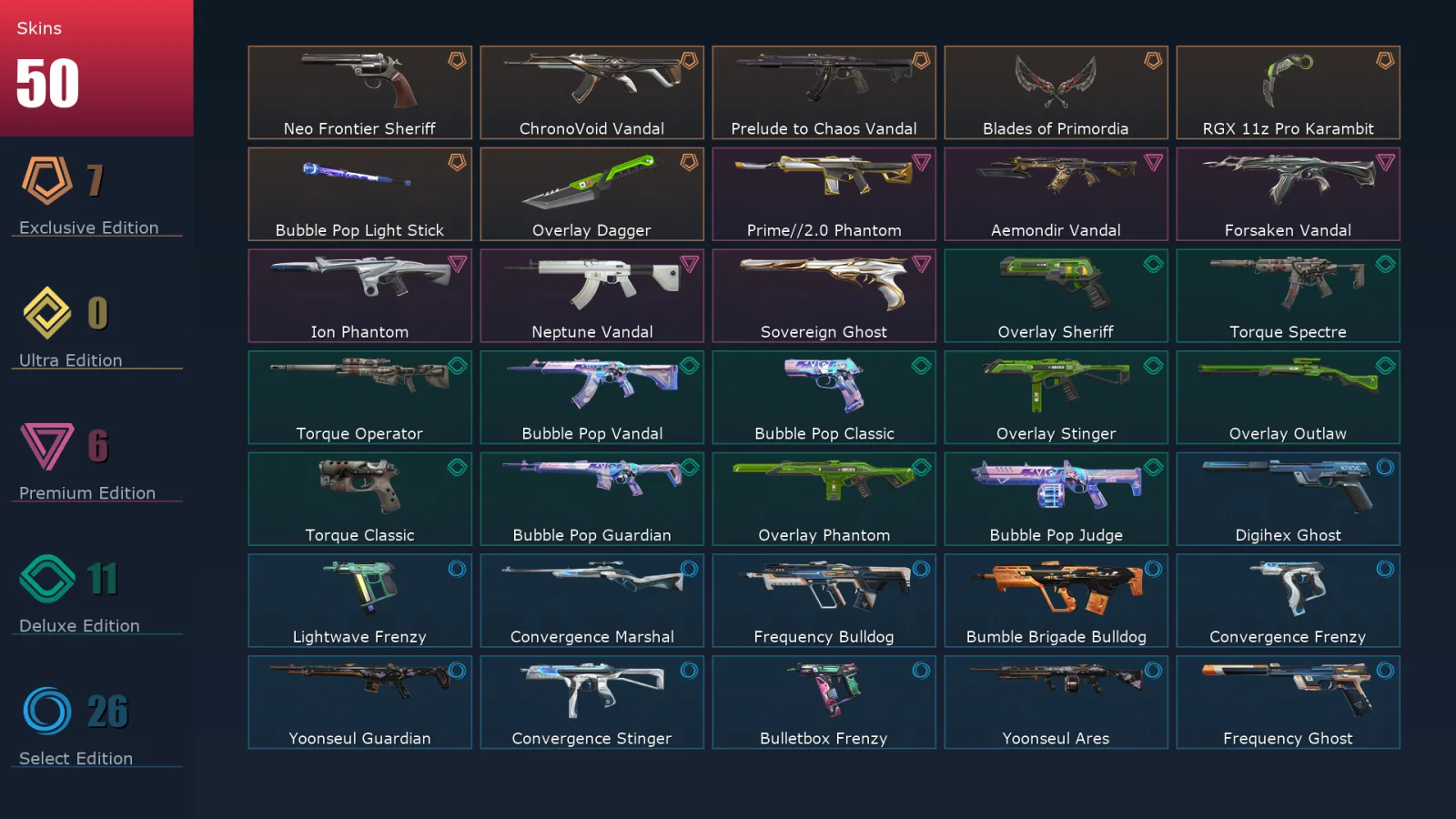 [Valorant] | EU | Level 139 | 24 Agents | 50 Skins