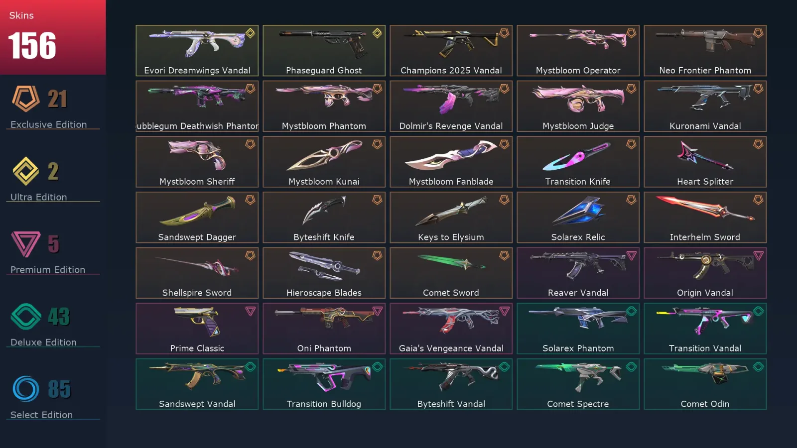[Valorant] | EU | Level 500 | Gold 3 | 29 Agents | 156 Skins — Valorant account