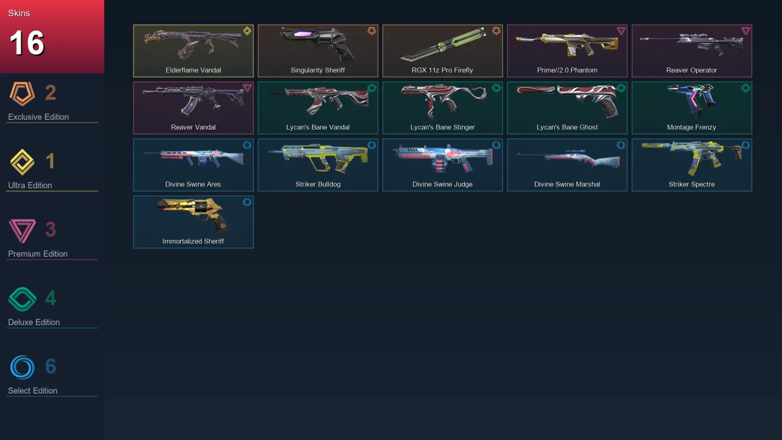 AP | Lv98 | Unranked | 16 Skin | 26 Agent | 36 Buddy — Montage Frenzy