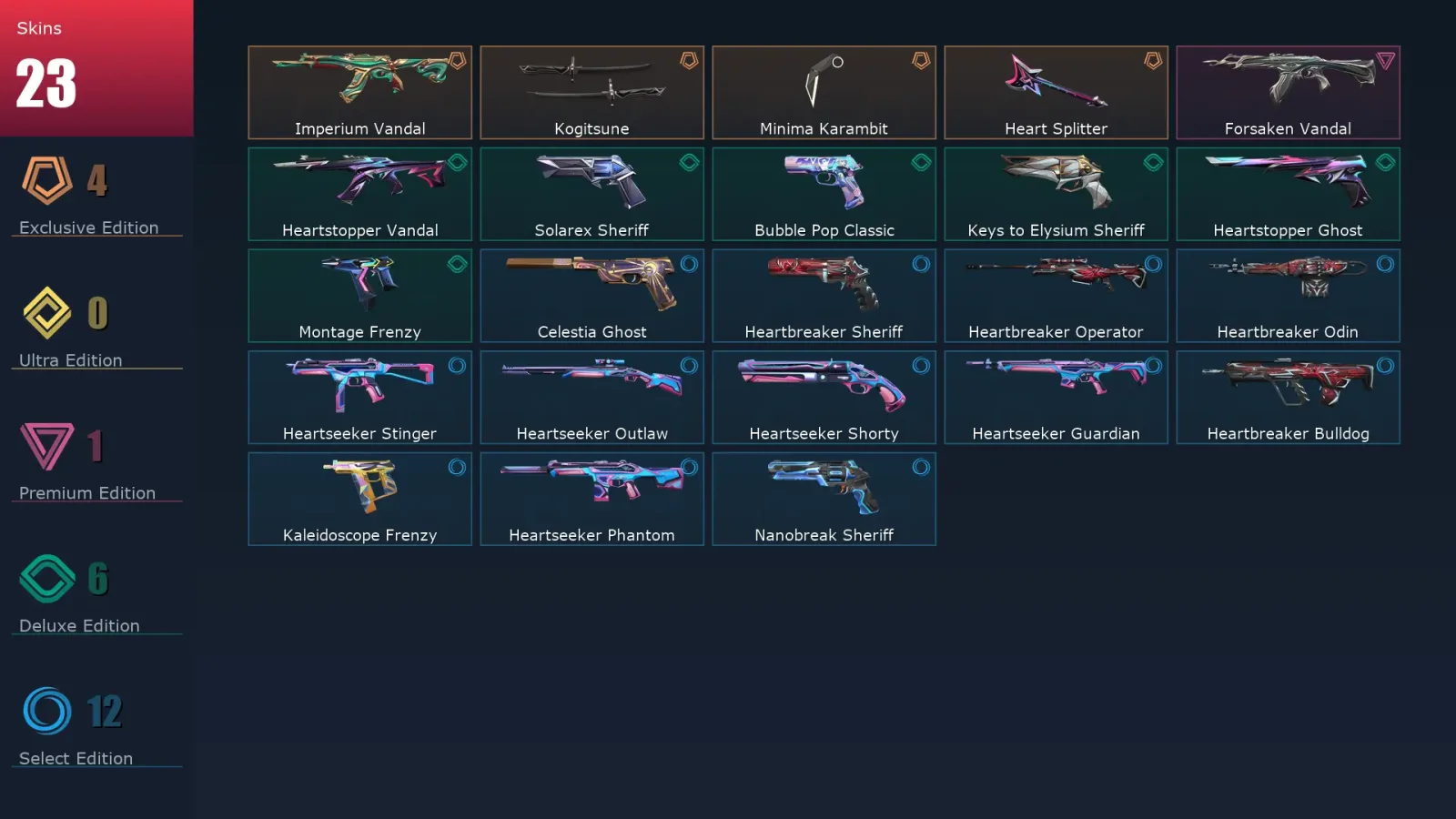 [Valorant] | EU | Level 164 | Ascendant 2 | 29 Agents | 23 Skins