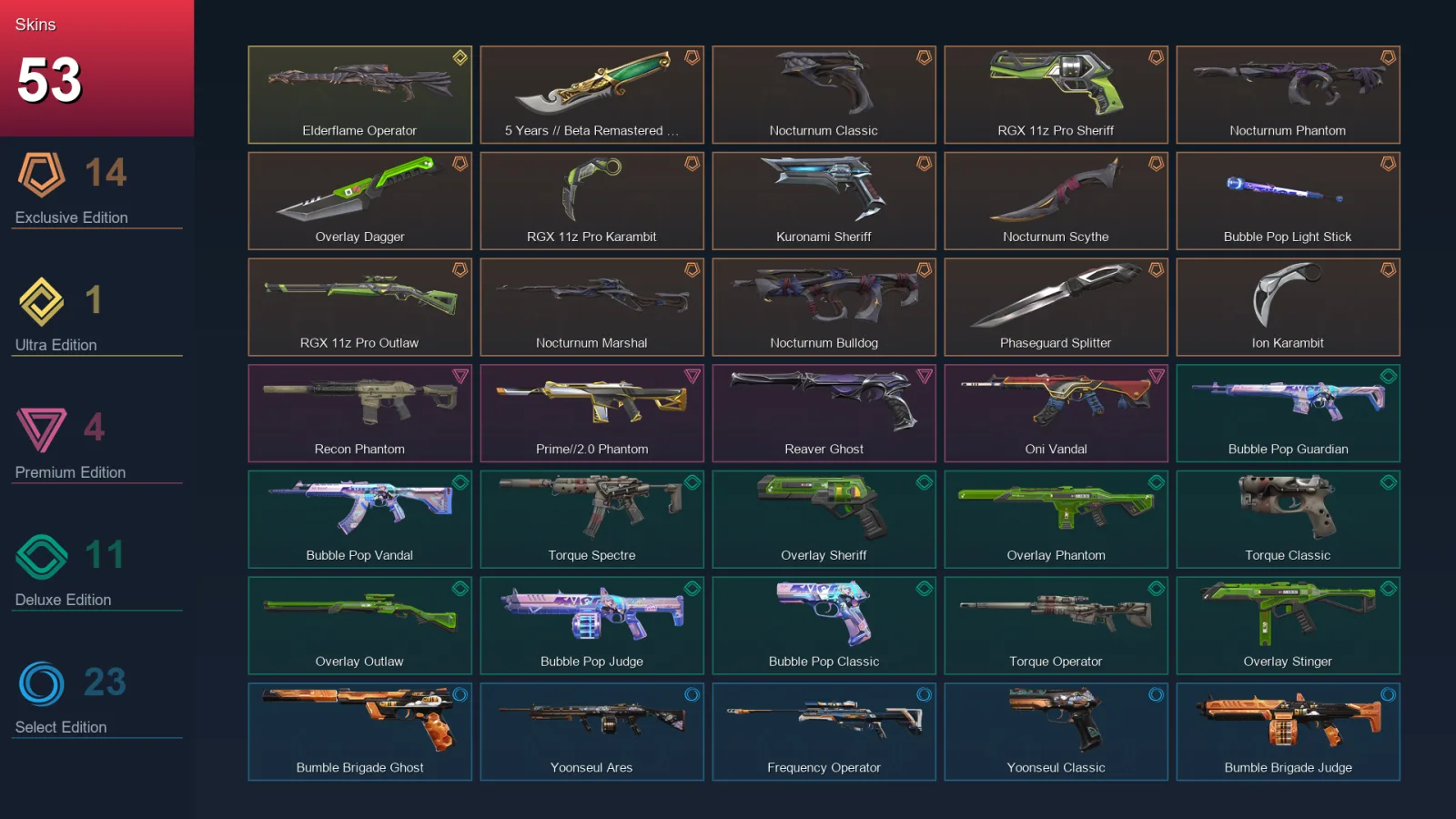 NA | Lv65 | Unranked | 53 Skin | 23 Agent | 49 Buddy — Convergence Frenzy