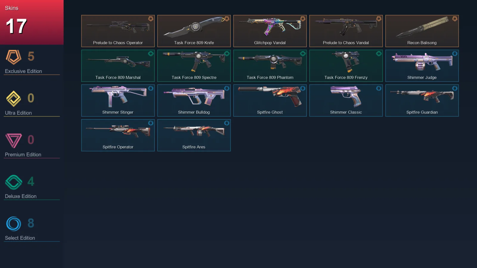 EU | Lv44 | Unranked | 17 Skin | 14 Agent | 18 Buddy