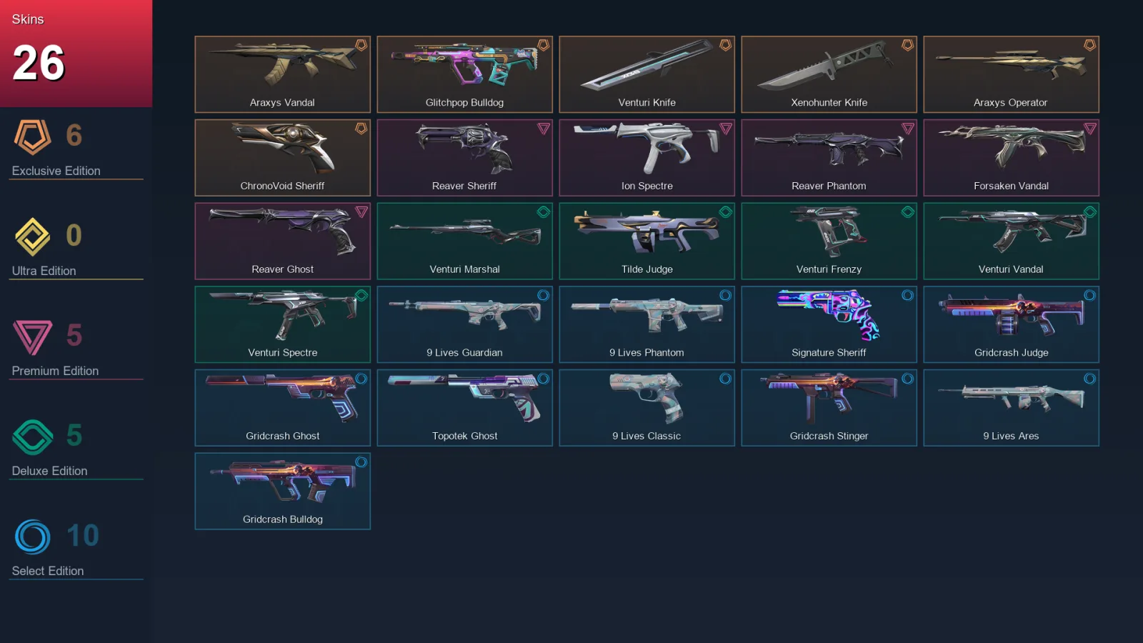 AP | Lv41 | Unranked | 26 Skin | 29 Agent | 21 Buddy