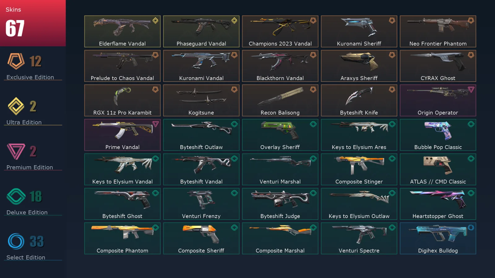 [Valorant] | EU | Level 245 | Platinum 2 | 29 Agents | 67 Skins — Valorant account