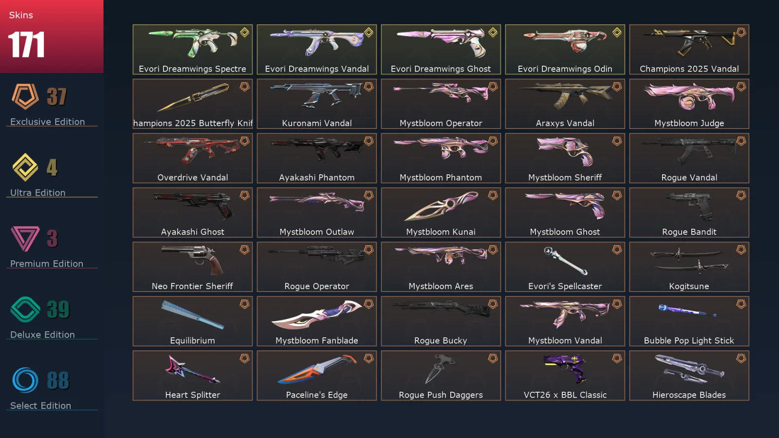 [Valorant] | EU | Level 422 | Diamond 1 | 29 Agents | 171 Skins