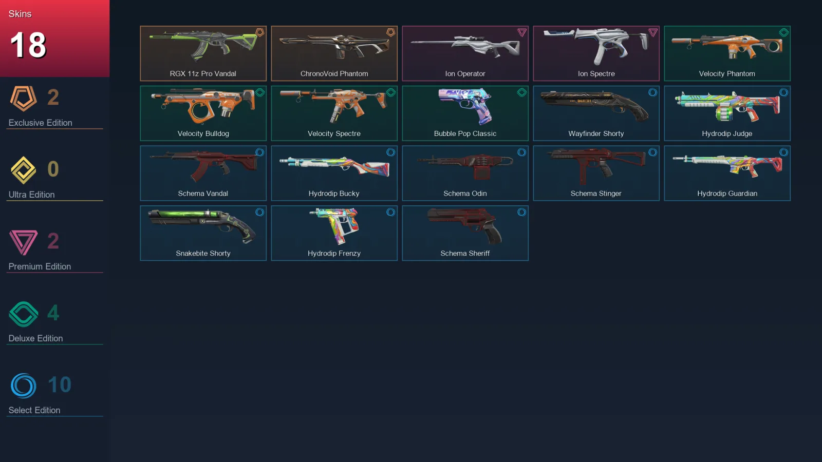 EU | Lv109 | Unranked | 18 Skin | 27 Agent | 58 Buddy