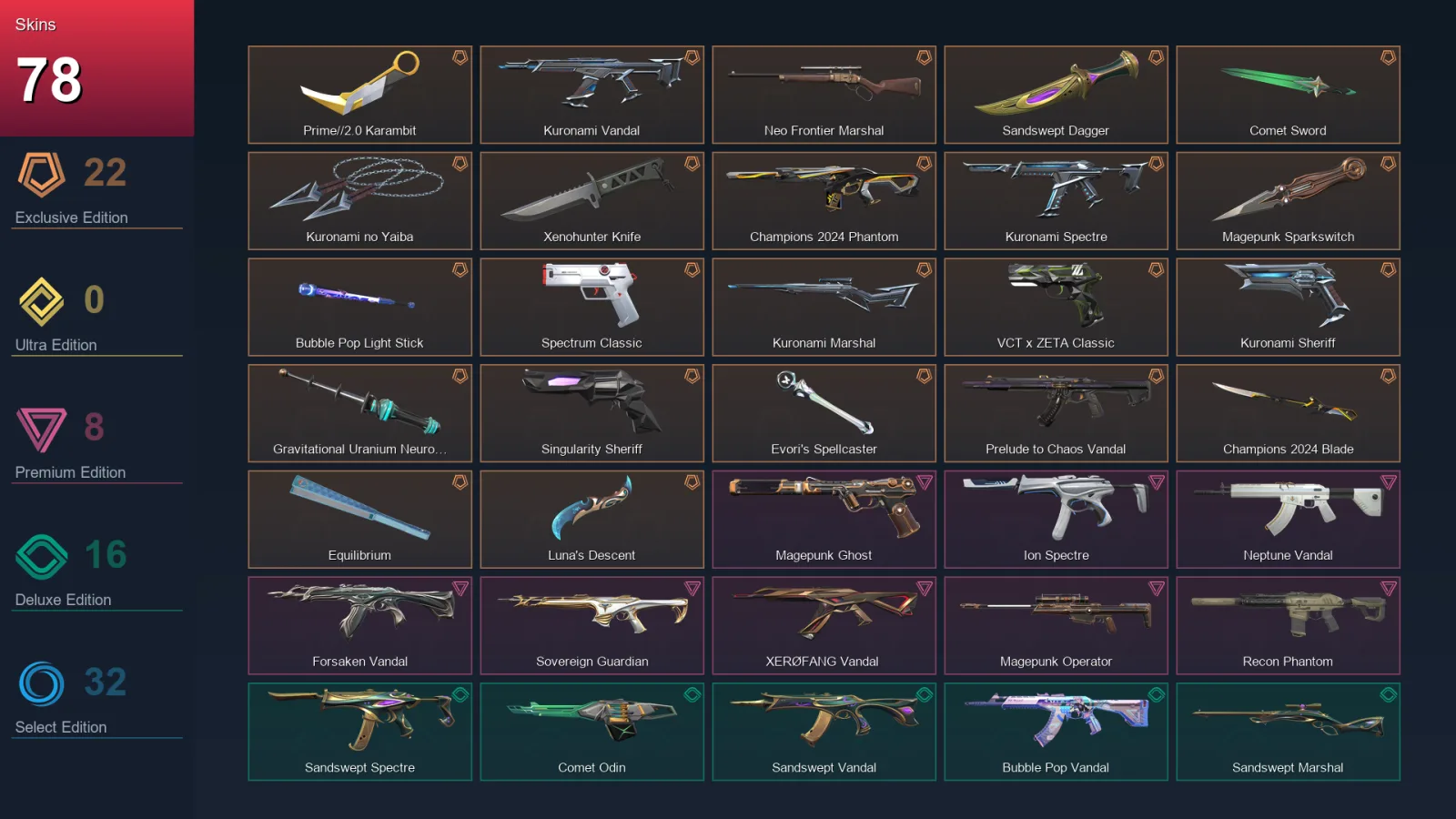 AP | Lv68 | Unranked | 78 Skin | 21 Agent | 52 Buddy