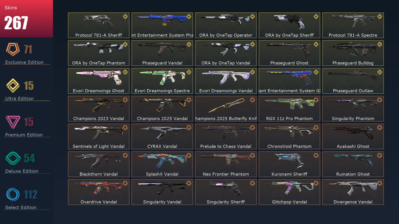 [Valorant] | EU | Level 248 | Gold 2 | 29 Agents | 267 Skins