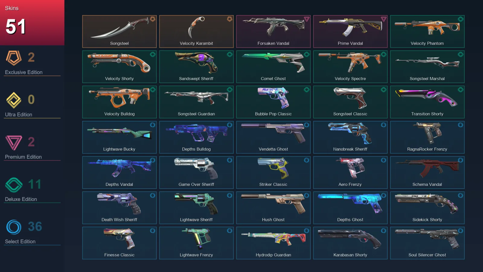 AP | Lv375 | Unranked | 51 Skin | 27 Agent | 141 Buddy