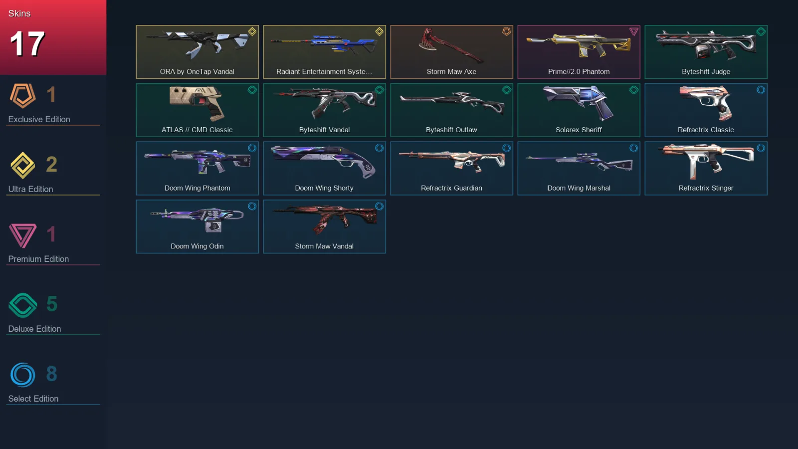 AP | Lv106 | Unranked | 17 Skin | 29 Agent | 57 Buddy