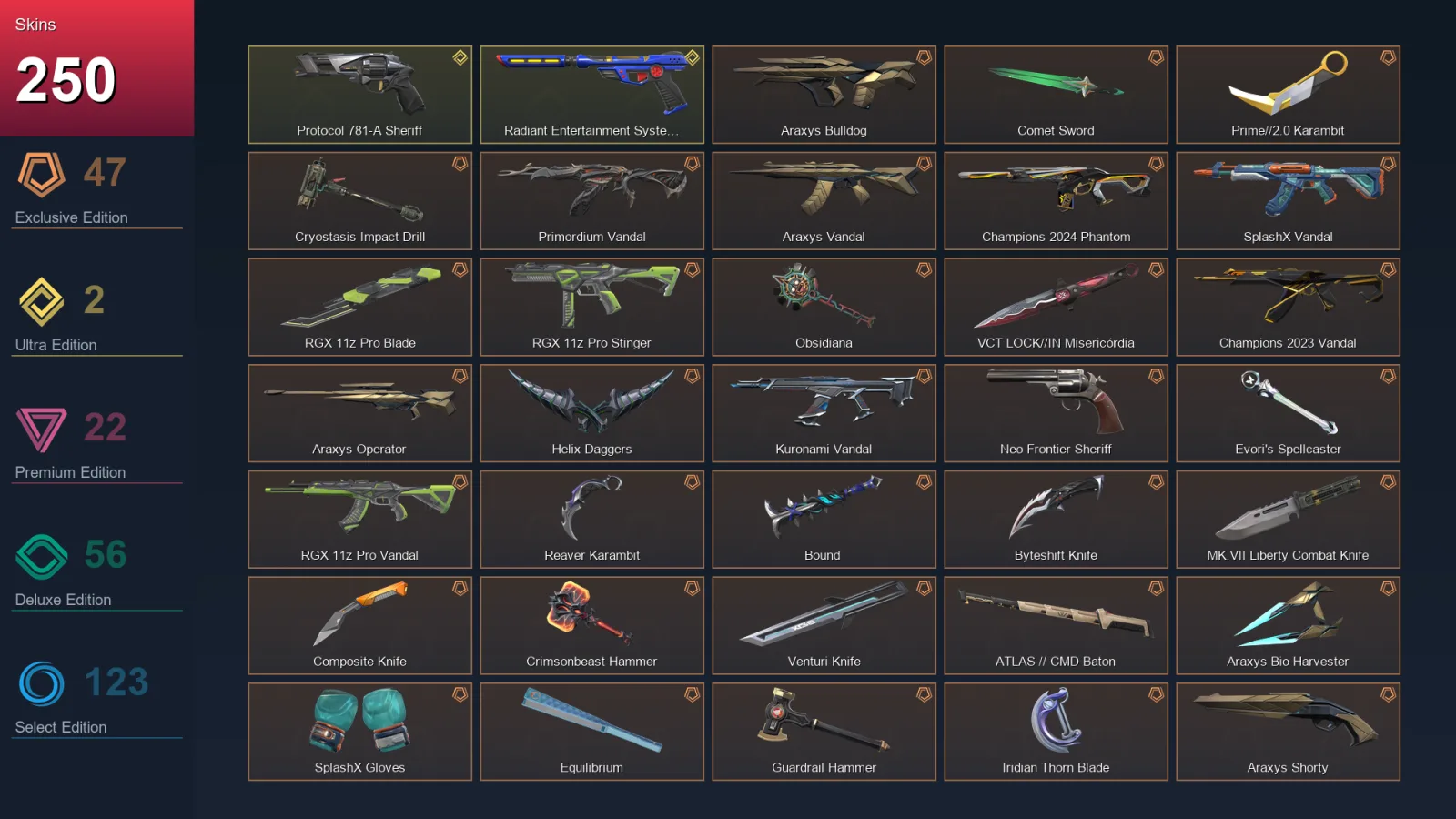 AP | Lv294 | Unranked | 250 Skin | 27 Agent | 220 Buddy — Valorant account