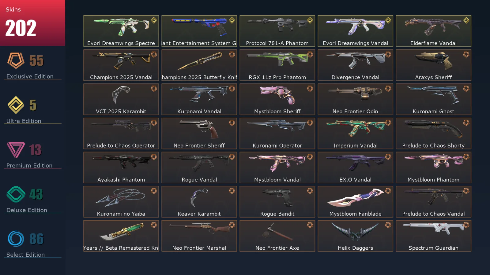 [Valorant] | EU | Level 445 | Silver 2 | 29 Agents | 202 Skins