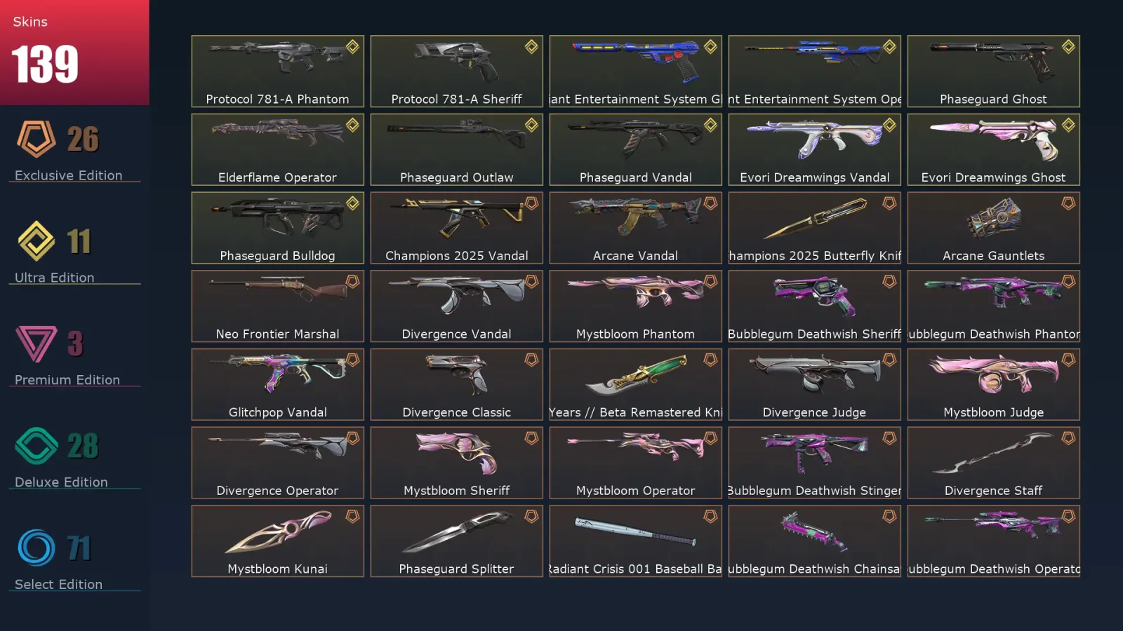 [Valorant] | EU | Level 260 | 28 Agents | 139 Skins — Valorant account