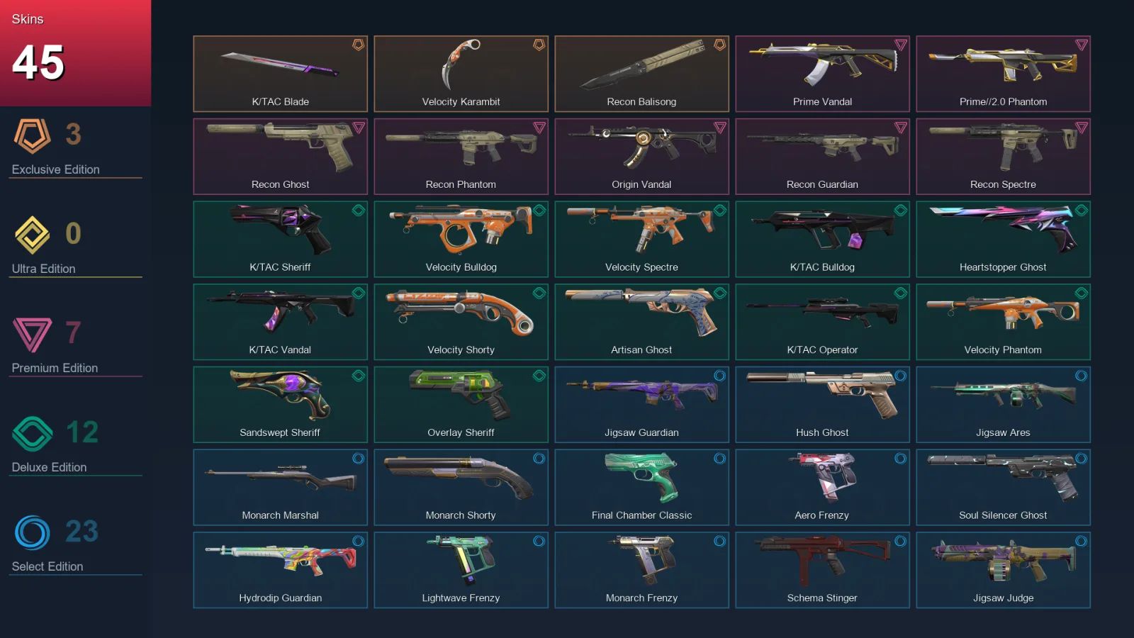 AP | Lv247 | Unranked | 45 Skin | 29 Agent | 102 Buddy