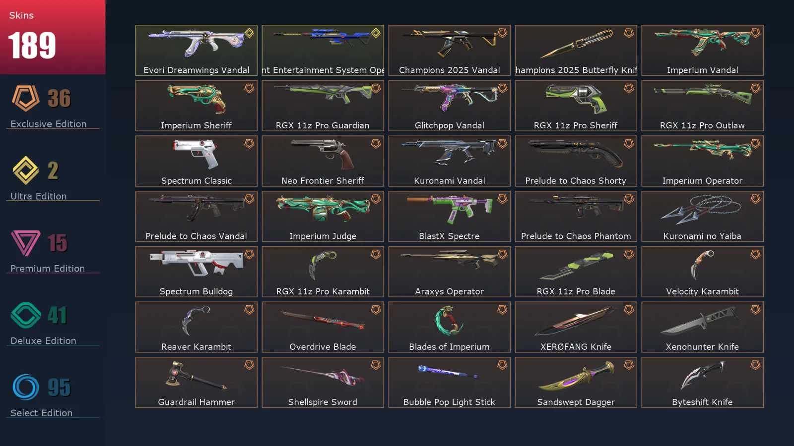 [Valorant] | EU | Level 454 | 29 Agents | 189 Skins
