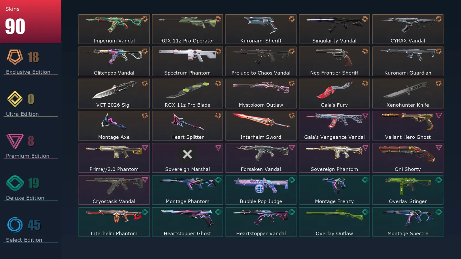 [Valorant] | EU | Level 133 | Ascendant 3 | 24 Agents | 90 Skins — Valorant account