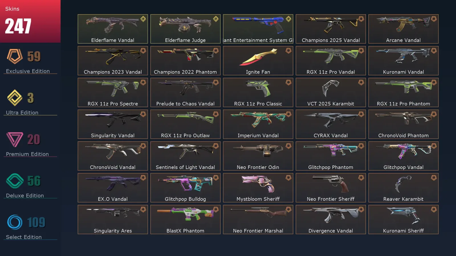 [Valorant] | EU | Level 368 | Platinum 3 | 29 Agents | 247 Skins — Valorant account