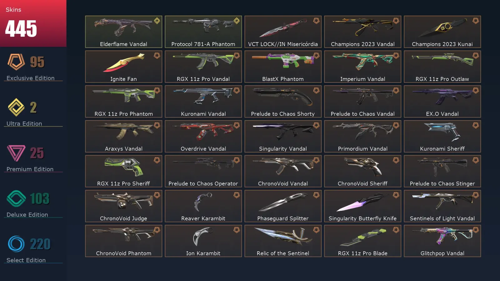 [Valorant] | EU | Level 500 | Ascendant 3 | 28 Agents | 445 Skins — Valorant account