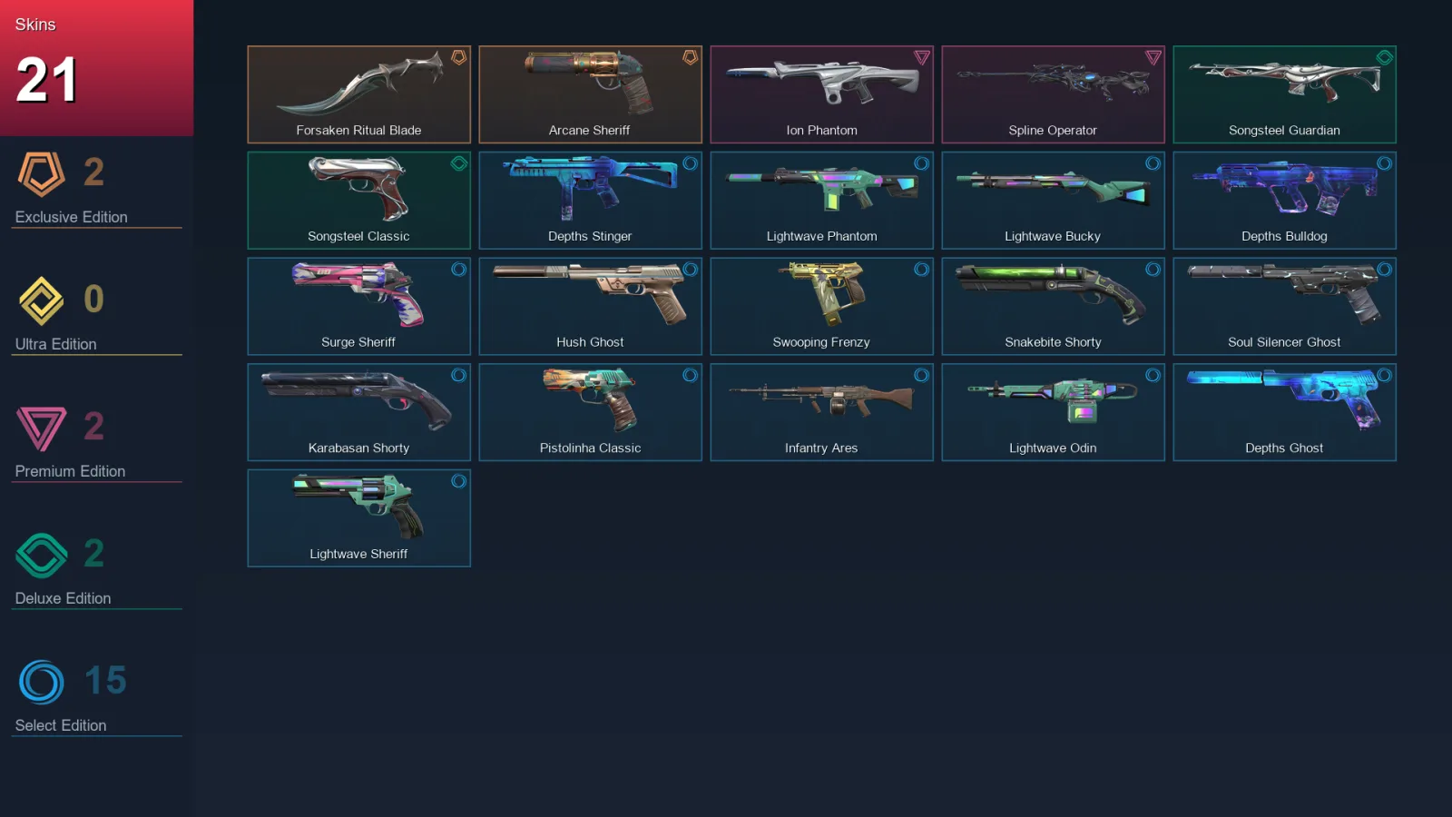 AP | Lv128 | Unranked | 21 Skin | 25 Agent | 75 Buddy