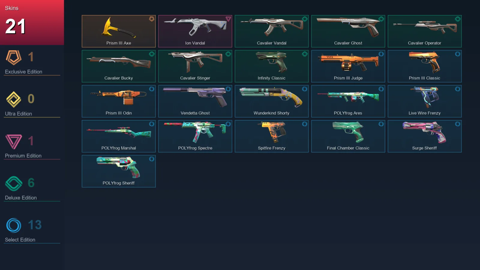 AP | Lv121 | Unranked | 21 Skin | 25 Agent | 75 Buddy