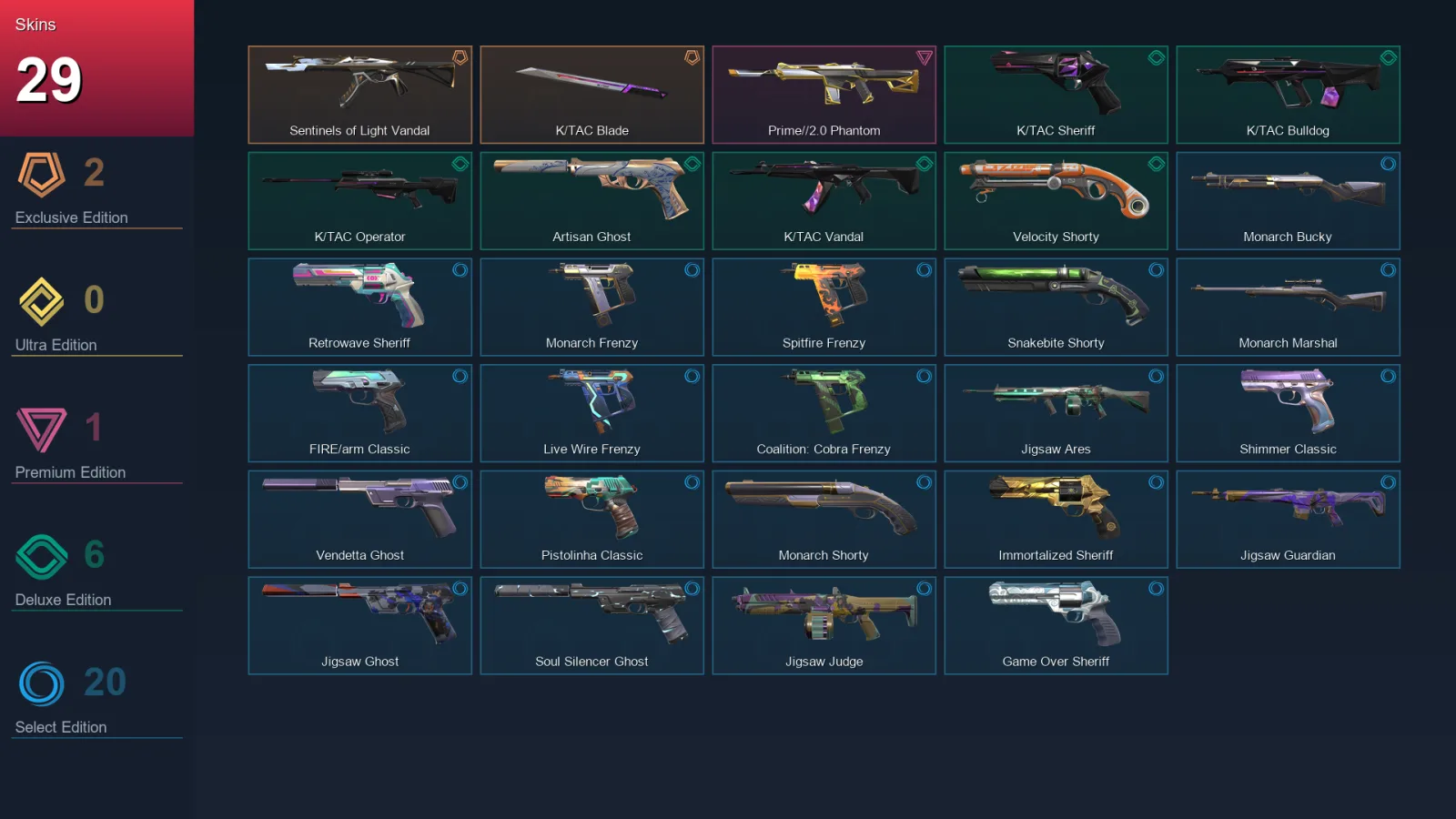 AP | Lv230 | Unranked | 29 Skin | 26 Agent | 90 Buddy