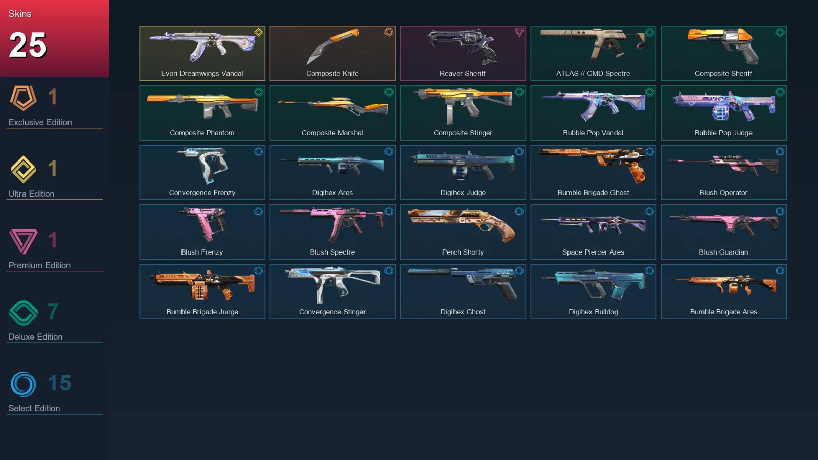 NA | Lv72 | Unranked | 25 Skin | 25 Agent | 43 Buddy