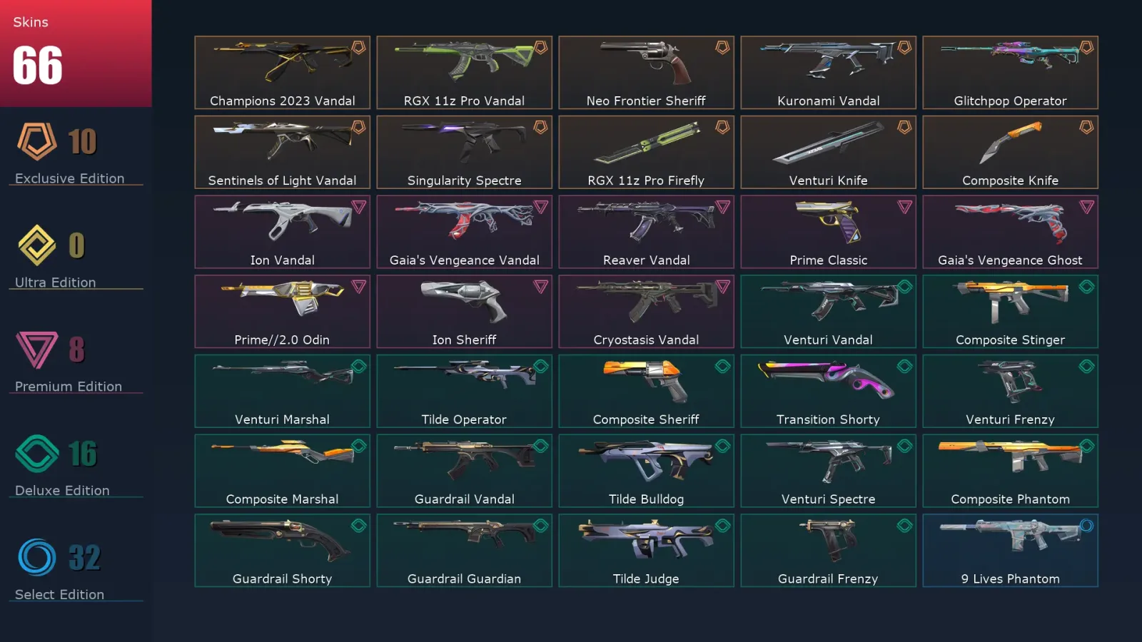 [Valorant] | EU | Level 186 | 29 Agents | 66 Skins — Valorant account