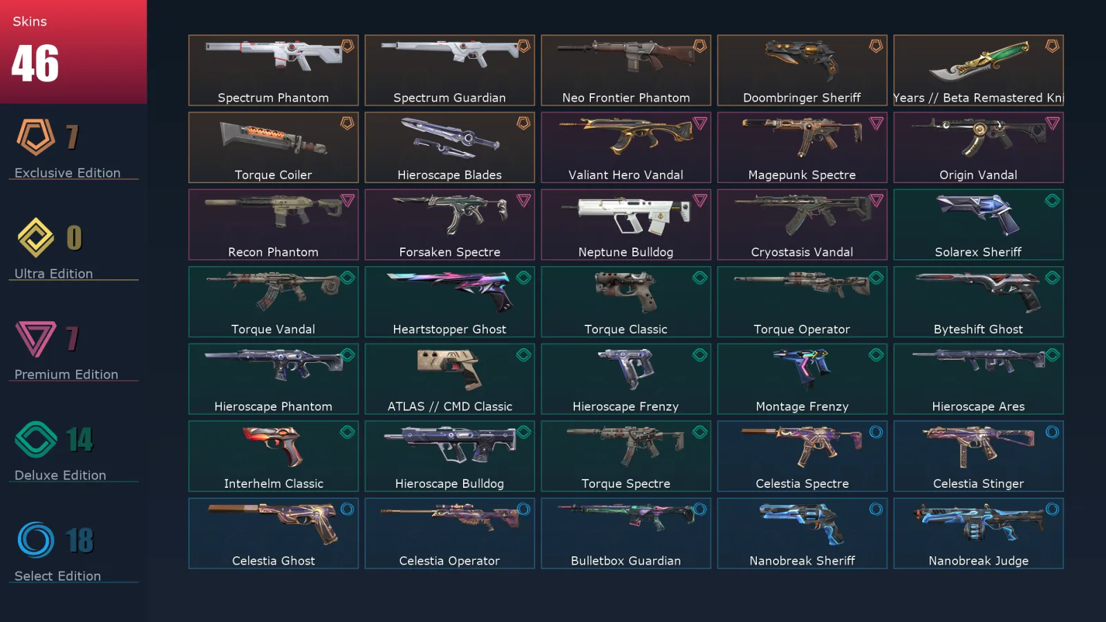 [Valorant] | EU | Level 145 | 29 Agents | 46 Skins