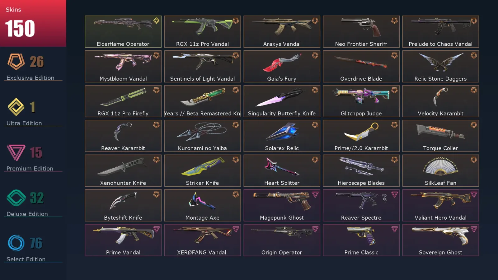 [Valorant] | EU | Level 350 | Diamond 1 | 29 Agents | 150 Skins — Valorant account