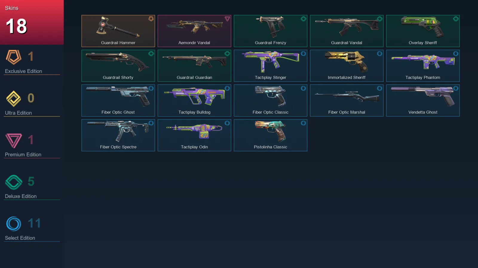 AP | Lv176 | Unranked | 18 Skin | 28 Agent | 70 Buddy