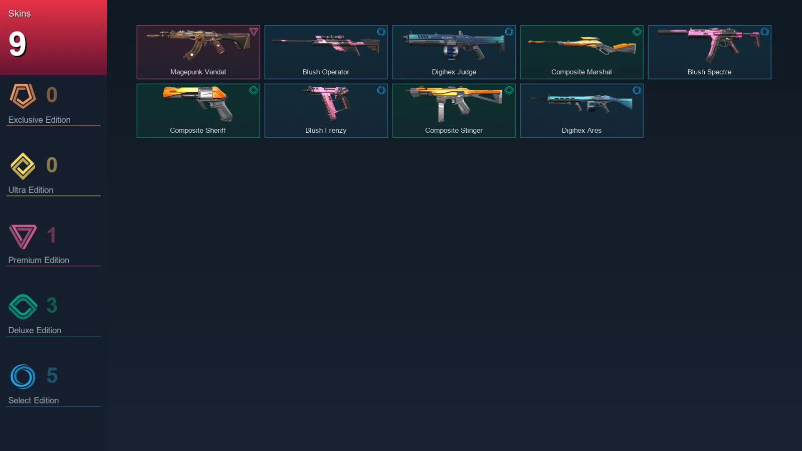 EU | Lv33 | Unranked | 9 Skin | 12 Agent | 18 Buddy
